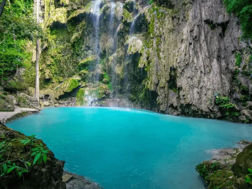 Tumalog Falls cascades into a turquoise pool.