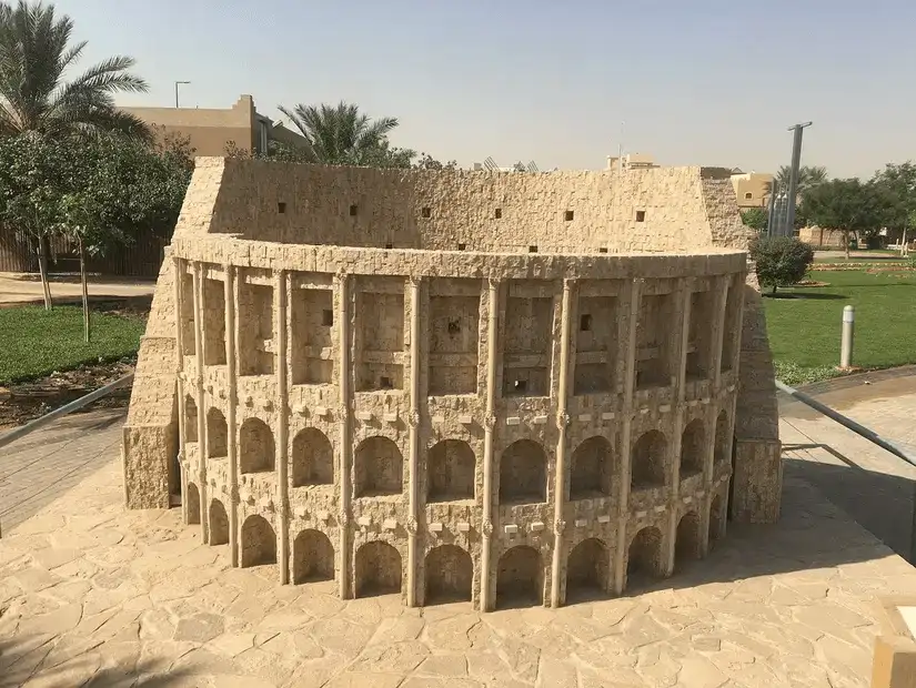 A model of the Roman Colosseum at the World Sights Park, showcasing its iconic structure. ​